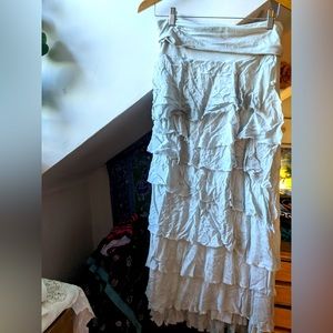 Italian silk layered dove grey maxi skirt